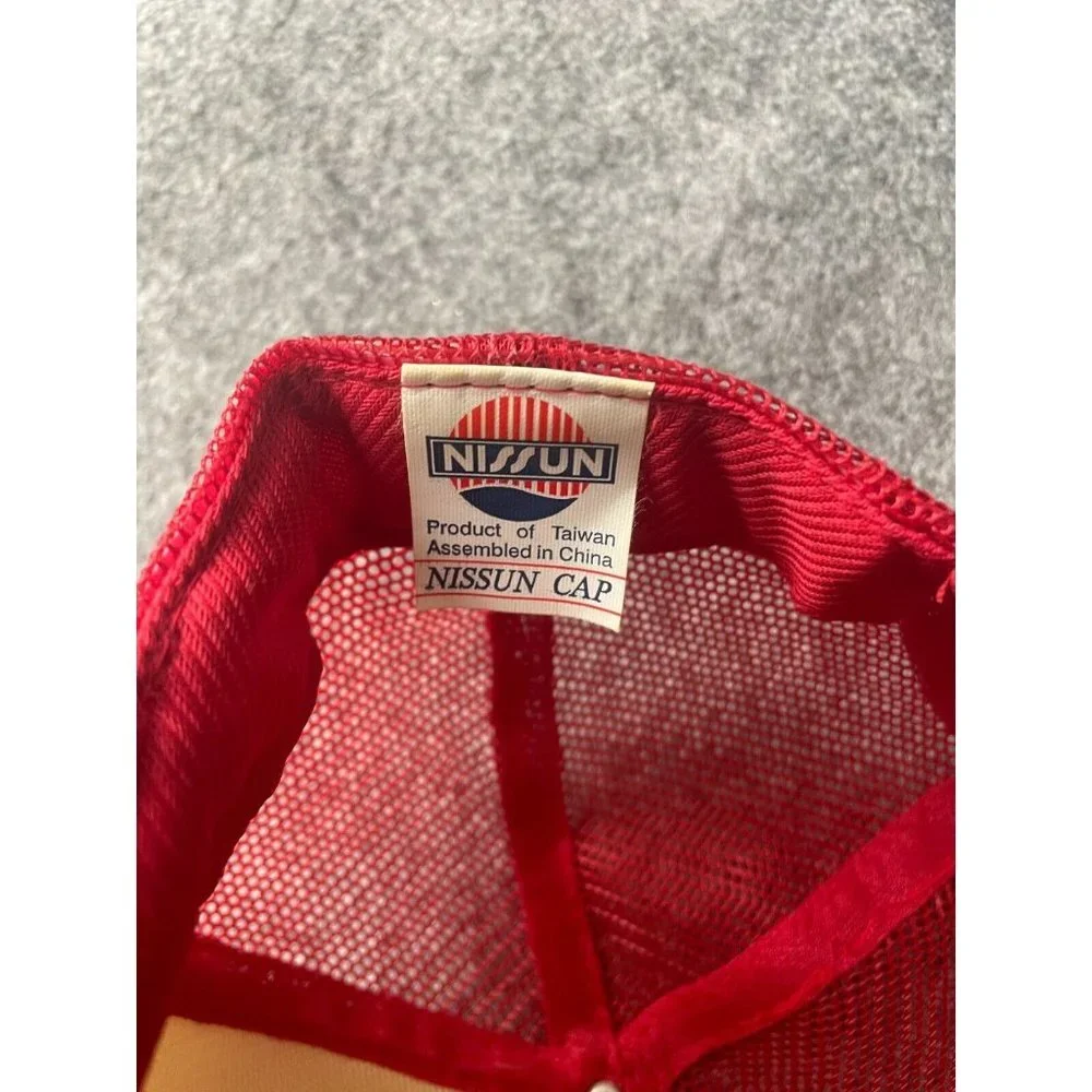Vintage Nissun Captain Morgan Trucker Hat Adult Adjustable Red White Mesh Back